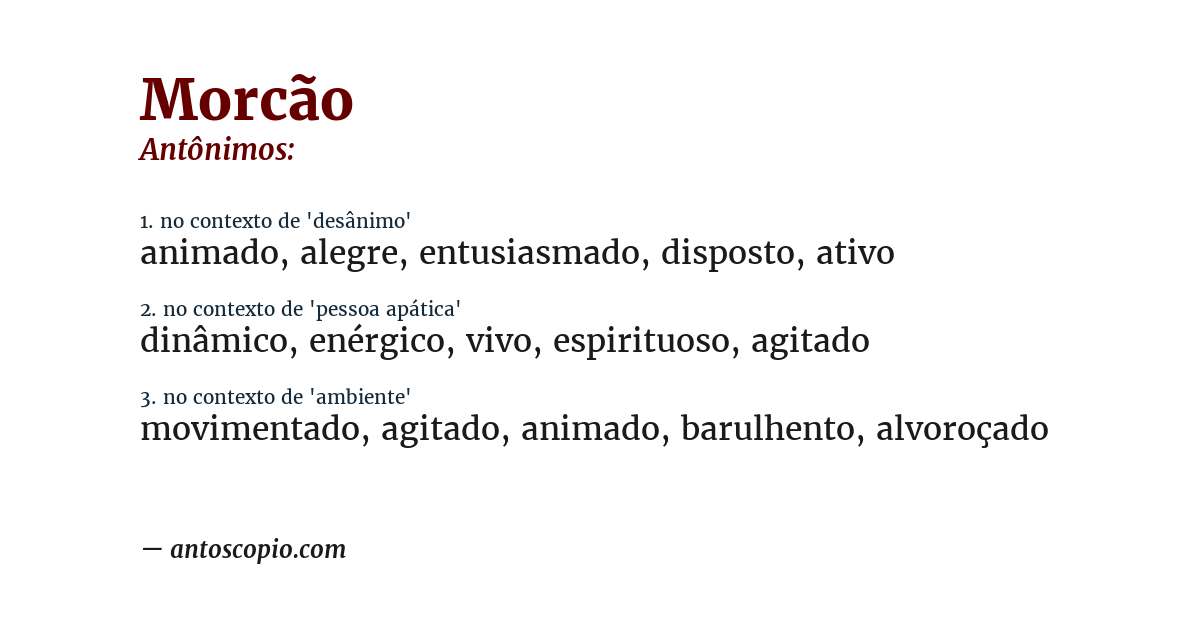 Antônimo de morcão