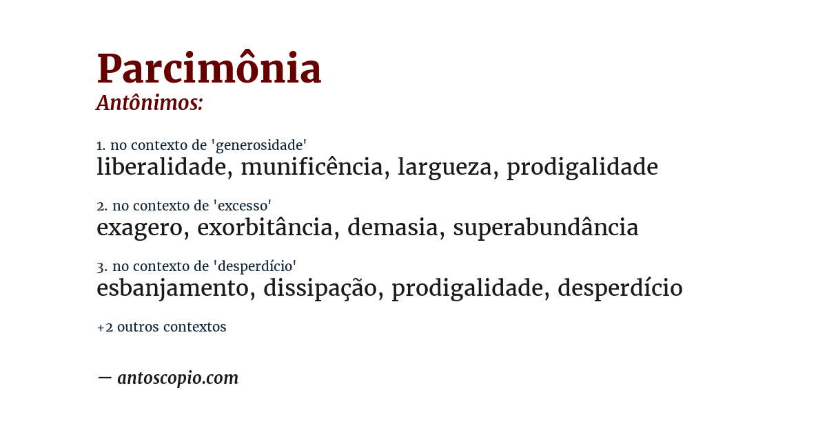Antônimo de parcimônia