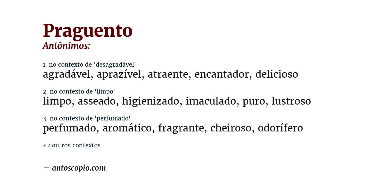 Antônimo de praguento