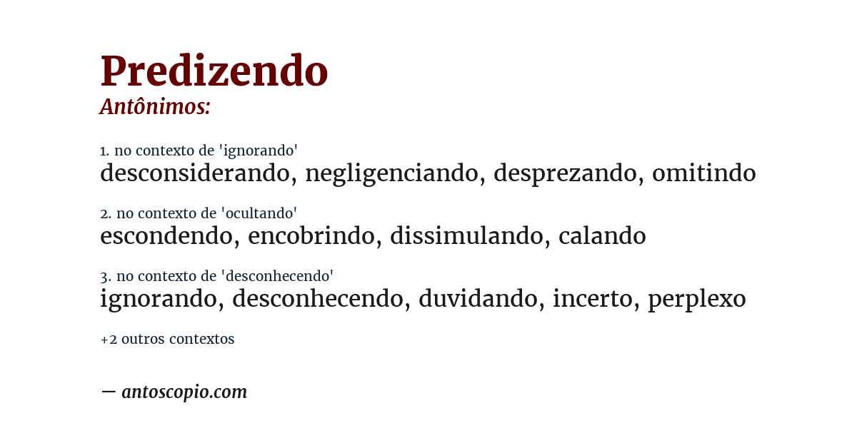 Antônimo de predizendo