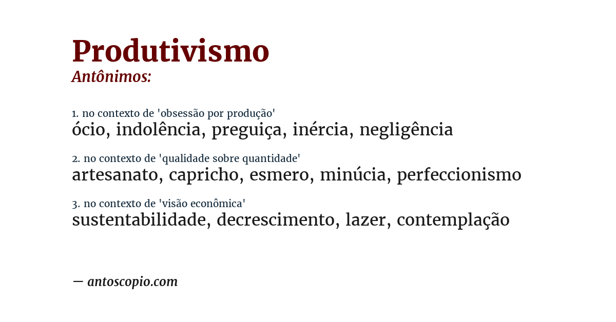 Antônimo de produtivismo