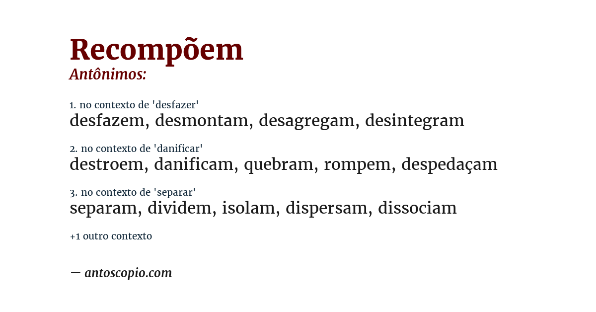 Antônimo de recompõem
