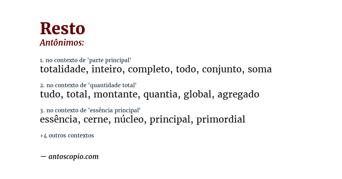 Antônimo de resto