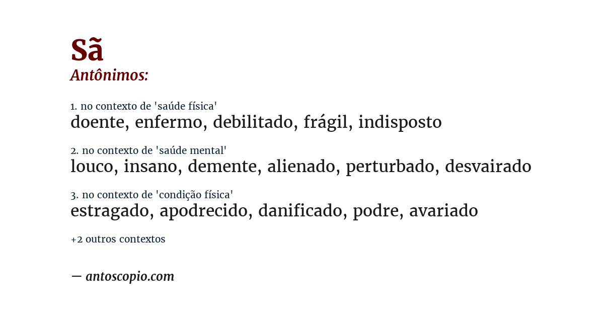 Antônimo de sã