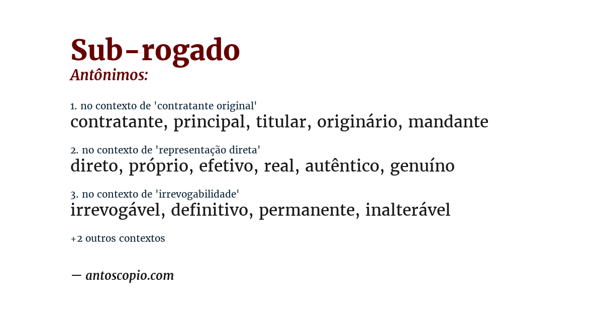Antônimo de sub-rogado