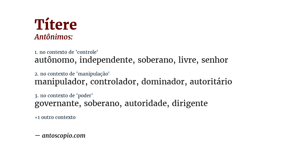 Antônimo de títere