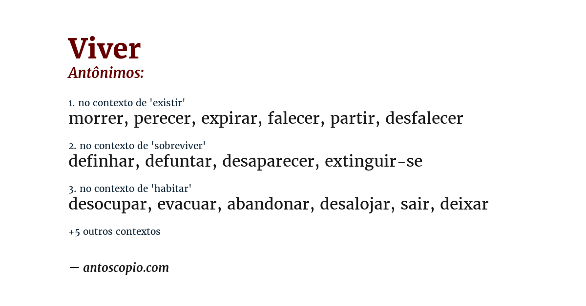 Antônimo de viver