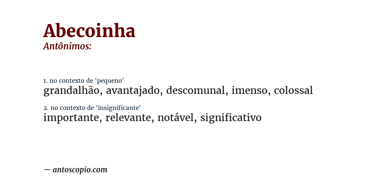 Antônimo de abecoinha