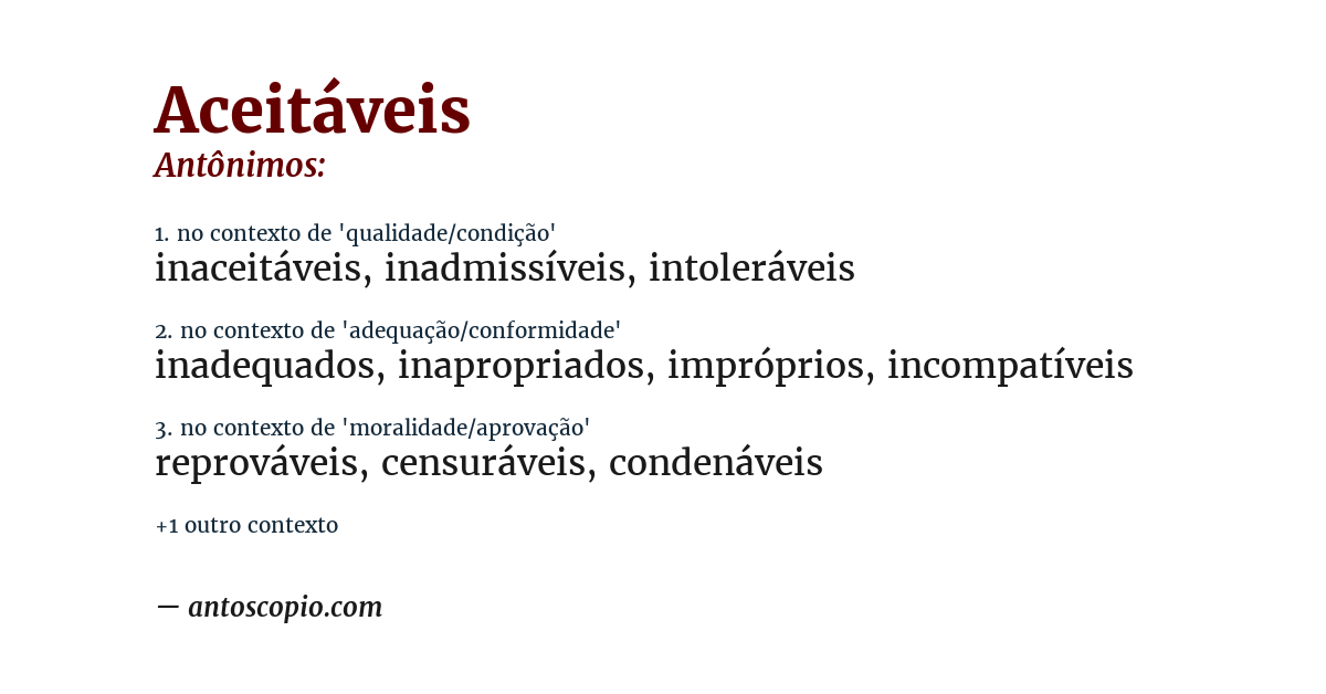 Antônimo de aceitáveis
