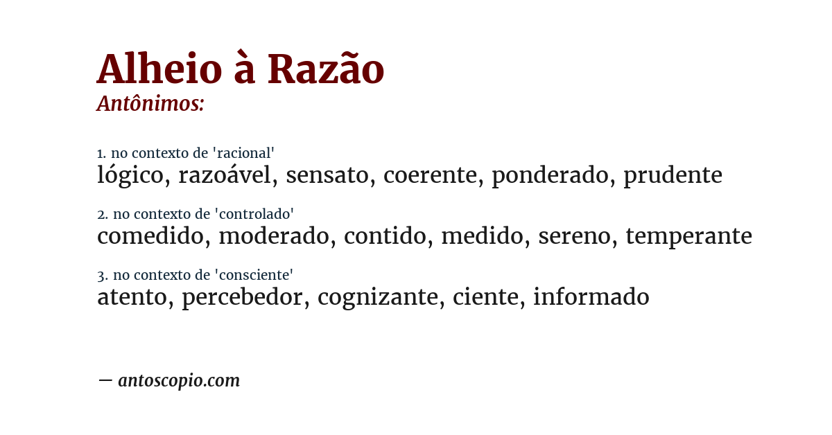 Antônimo de alheio à razão