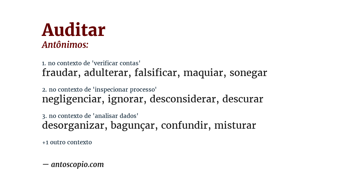 Antônimo de auditar