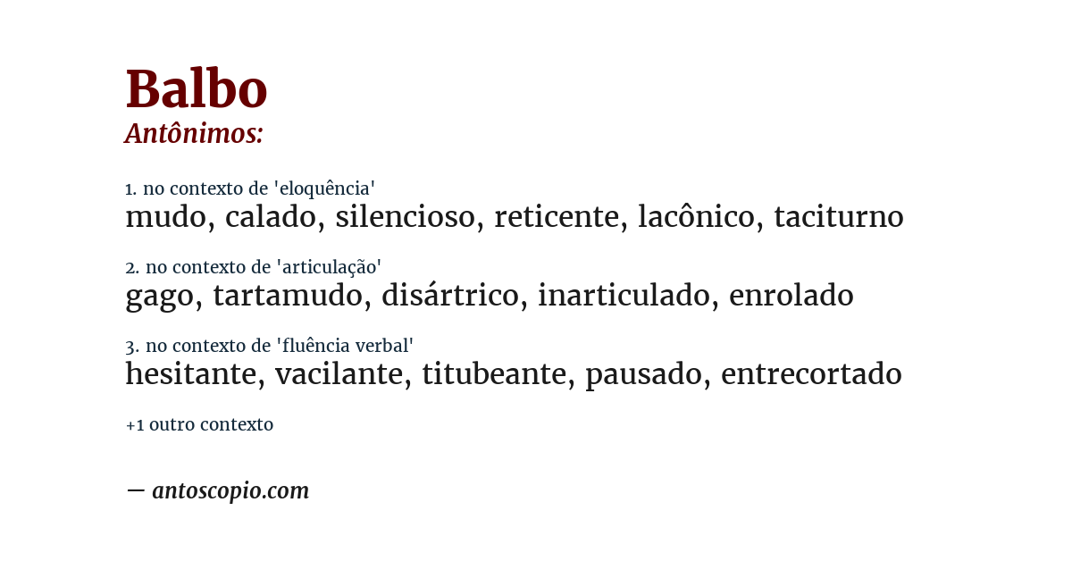 Antônimo de balbo