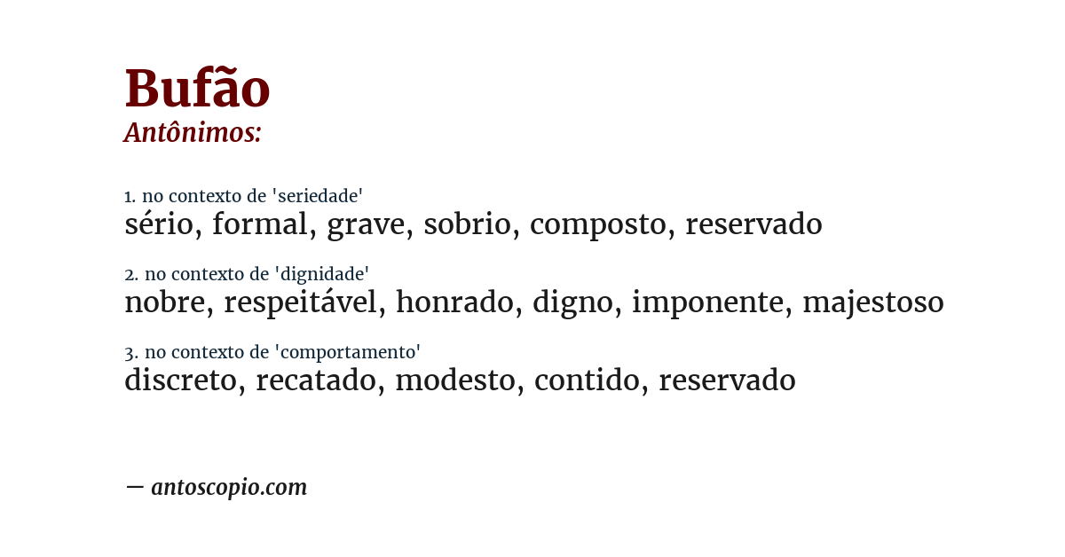 Antônimo de bufão
