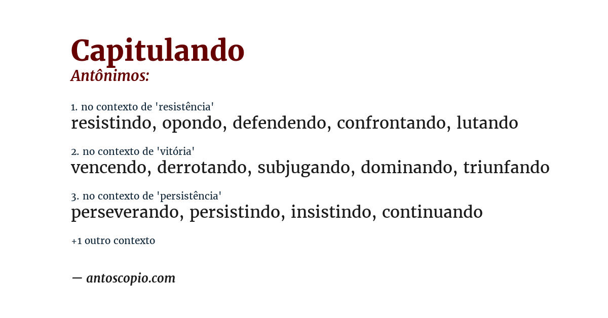 Antônimo de capitulando
