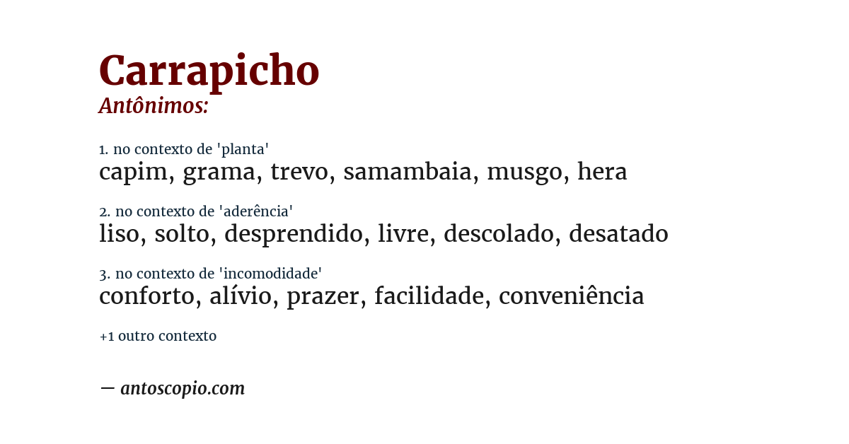Antônimo de carrapicho