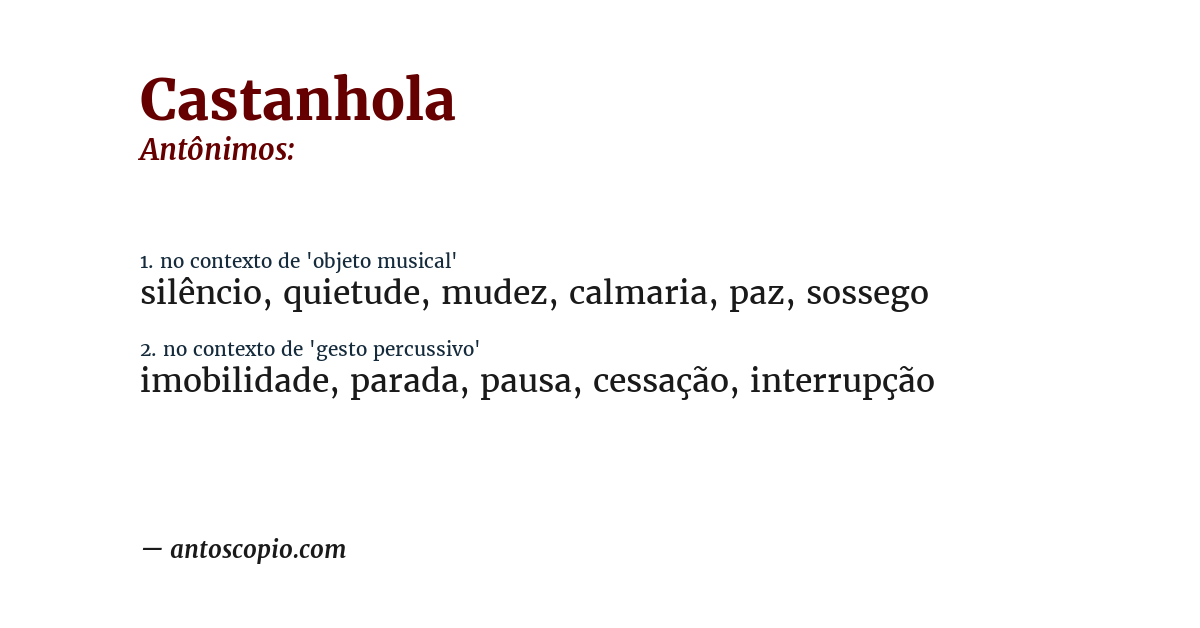 Antônimo de castanhola