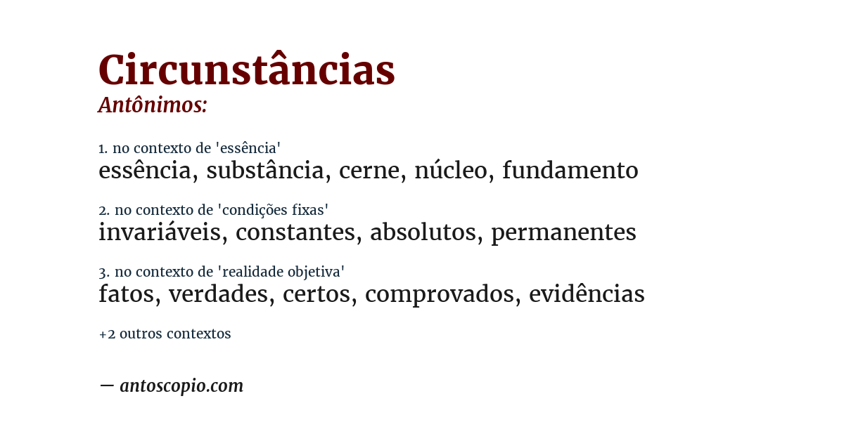 Antônimo de circunstâncias