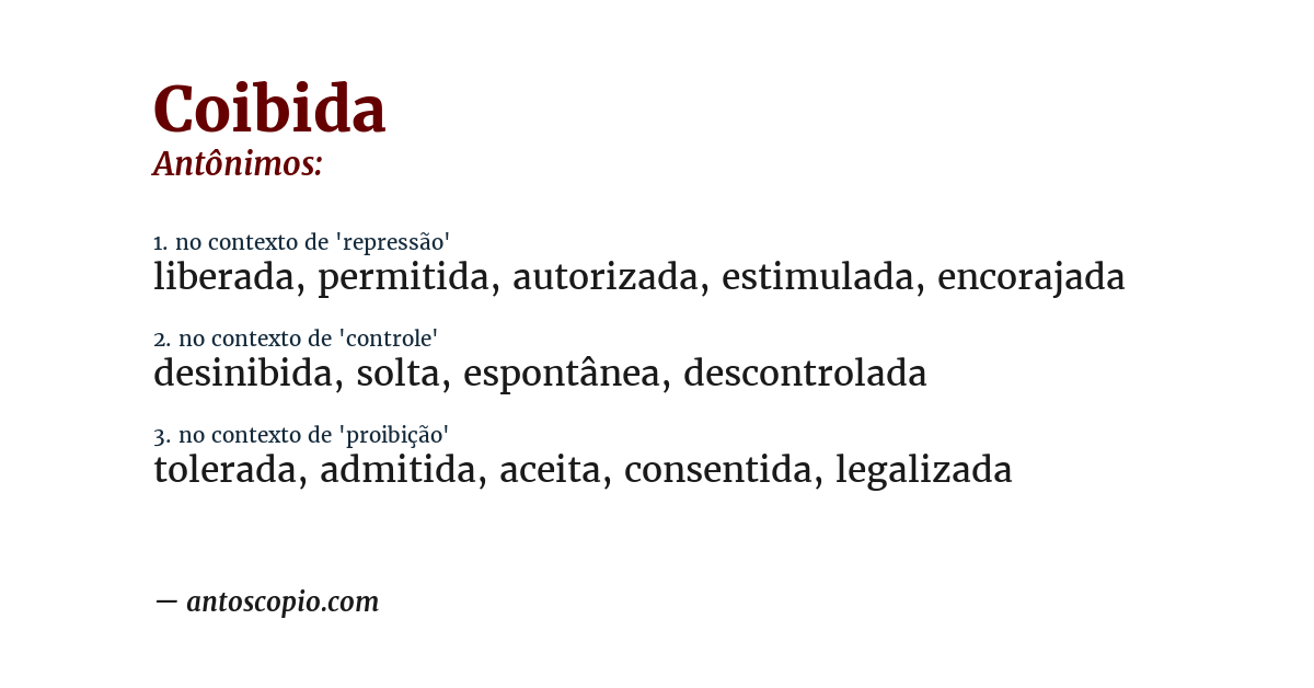 Antônimo de coibida