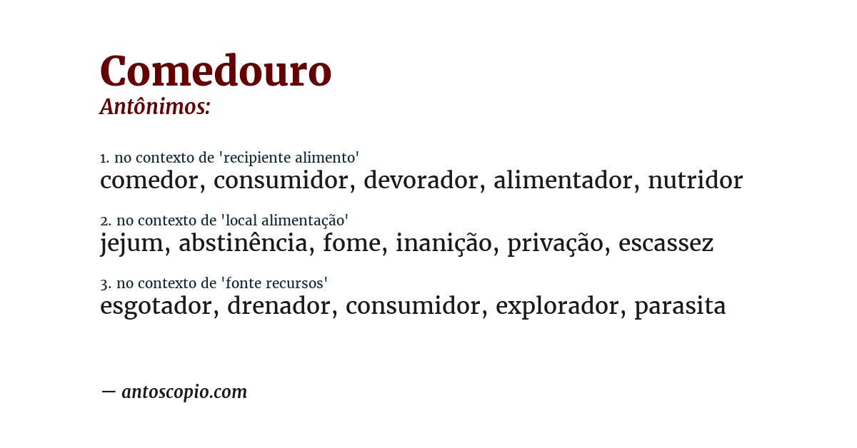 Antônimo de comedouro