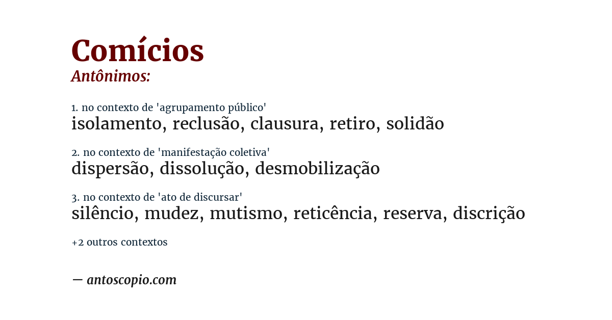 Antônimo de comícios