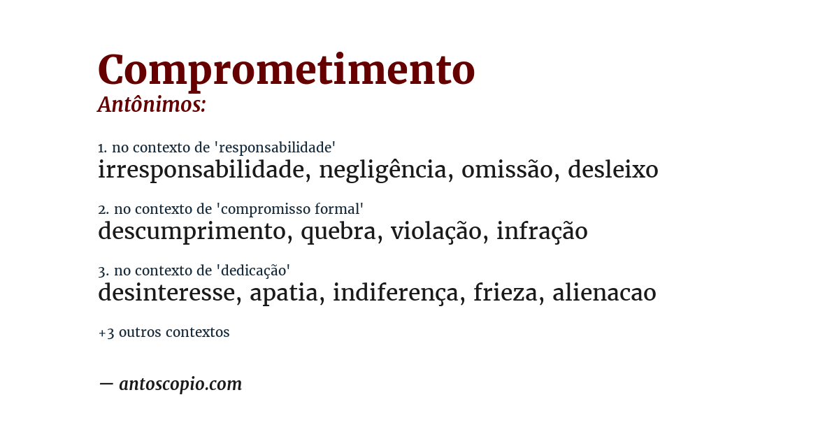 Antônimo de comprometimento