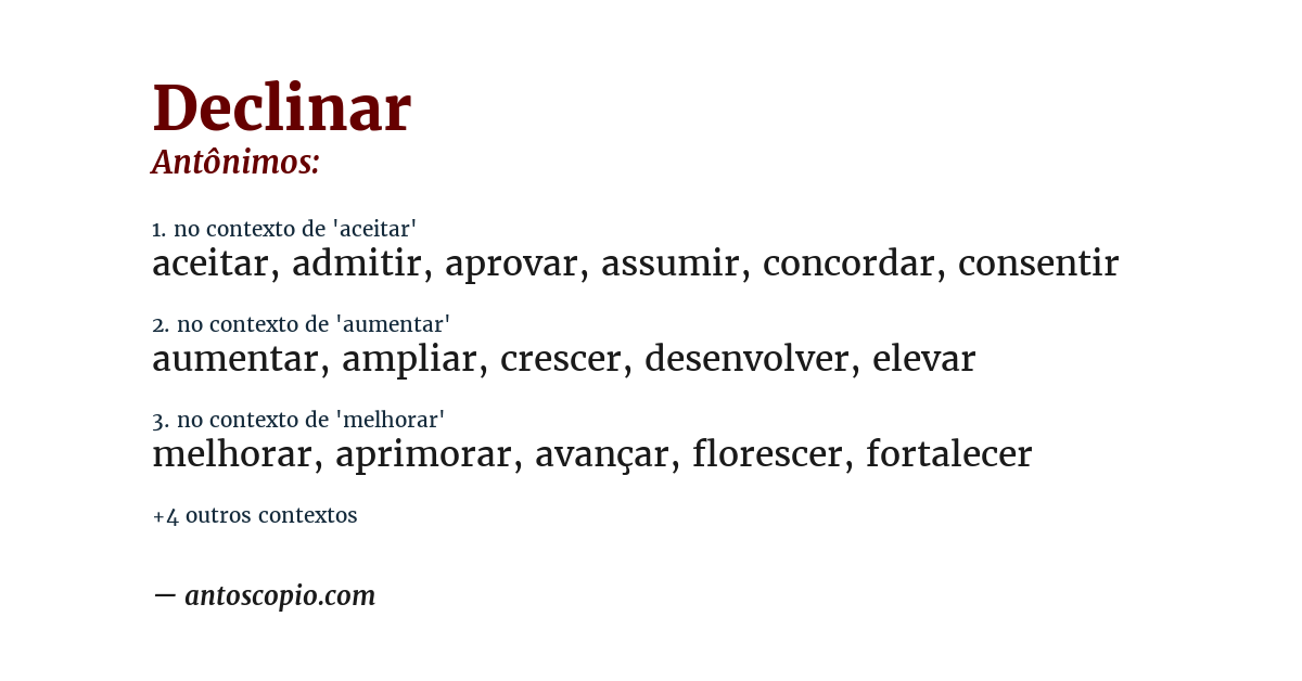 Antônimo de declinar