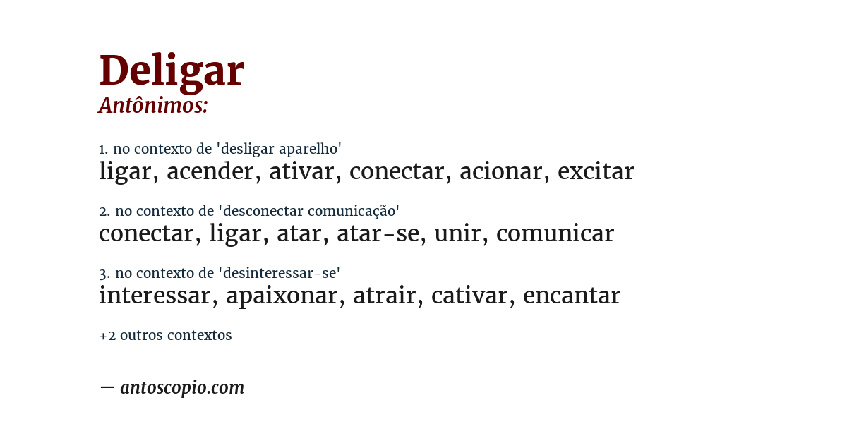 Antônimo de deligar