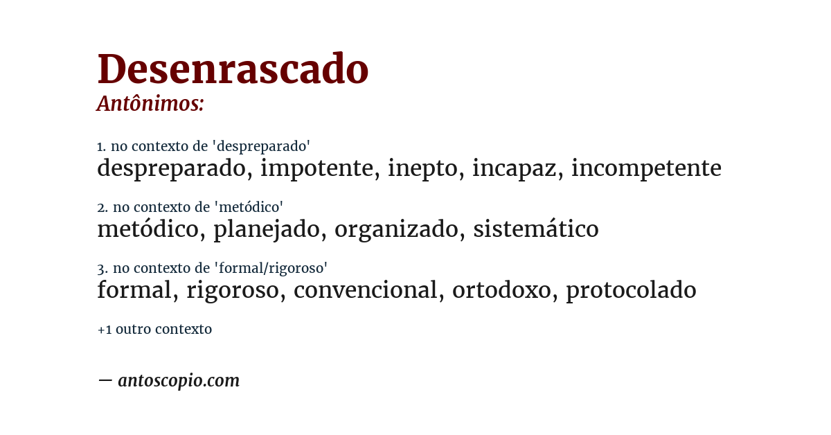 Antônimo de desenrascado