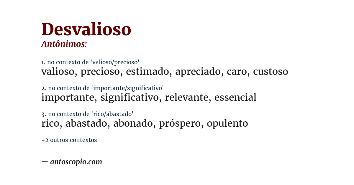 Antônimo de desvalioso