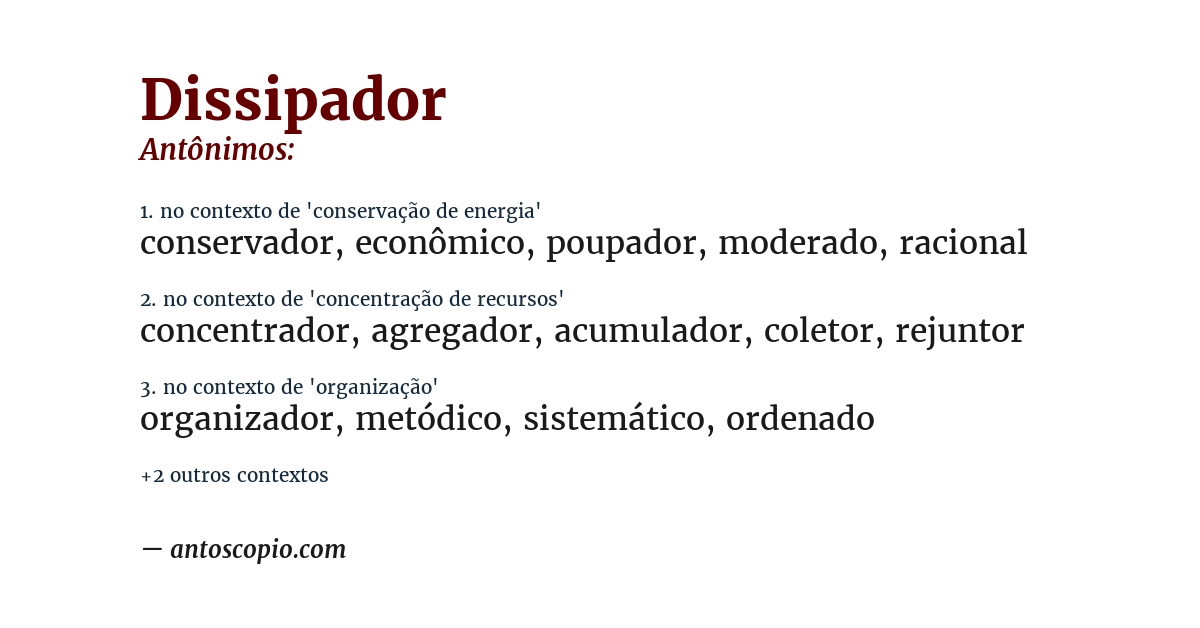Antônimo de dissipador