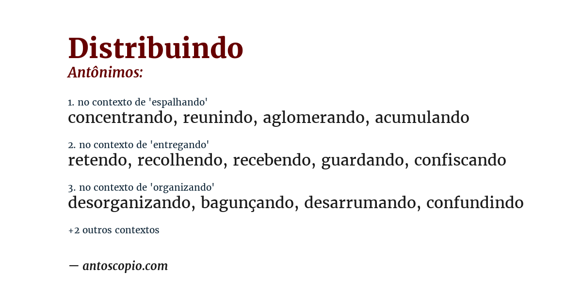 Antônimo de distribuindo