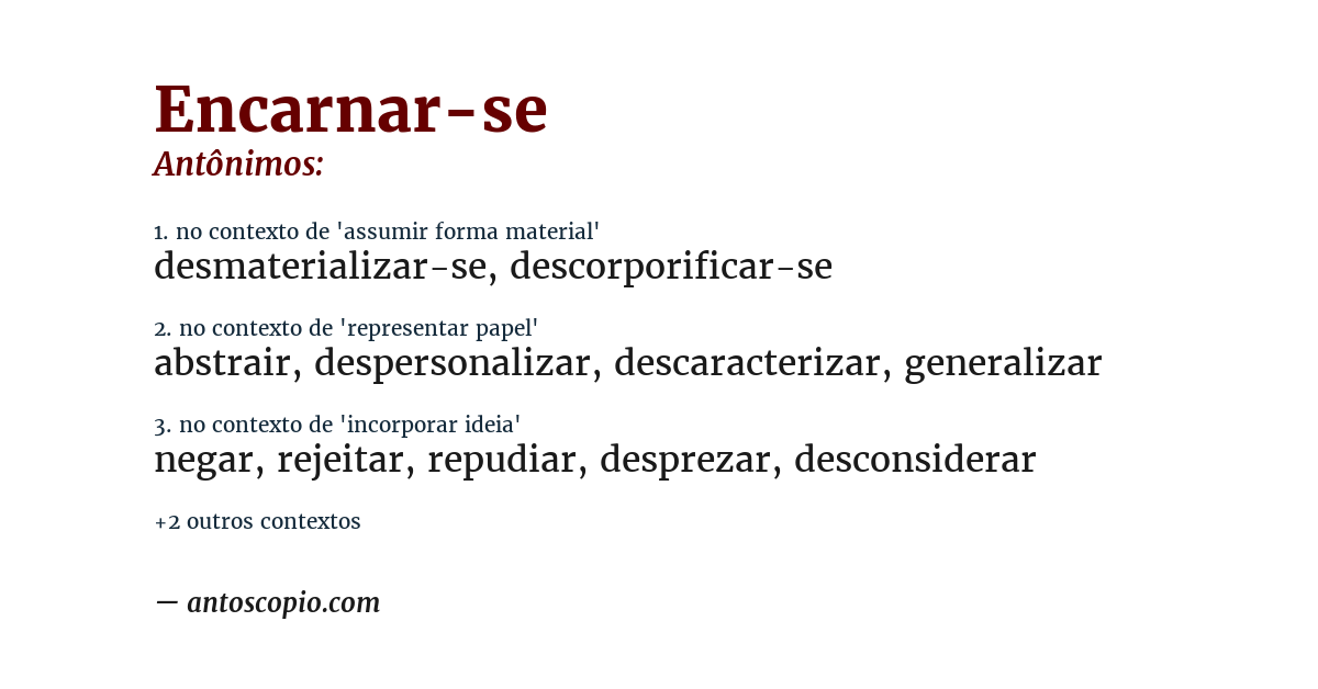 Antônimo de encarnar-se