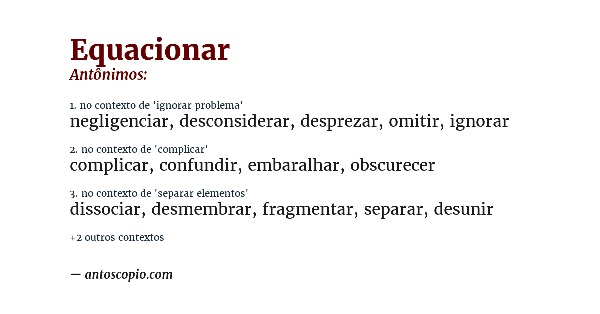 Antônimo de equacionar