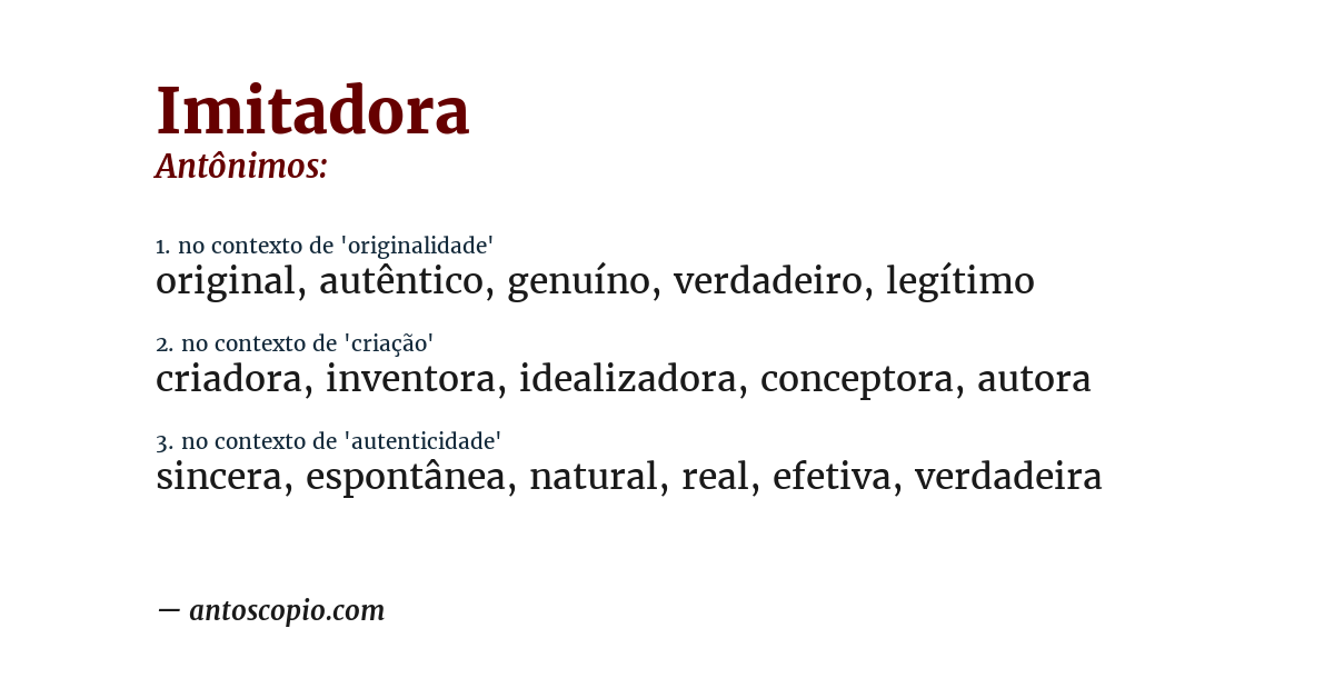 Antônimo de imitadora