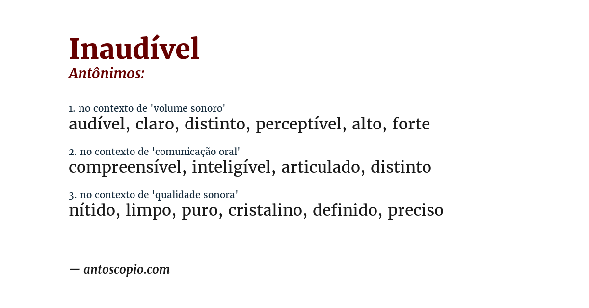 Antônimo de inaudível