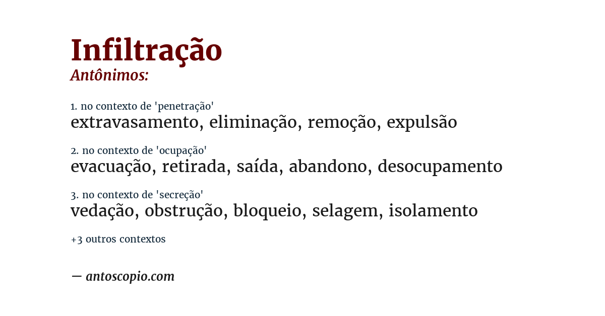 Antônimo de infiltração