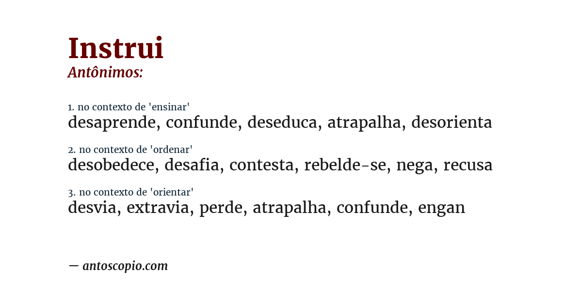 Antônimo de instrui