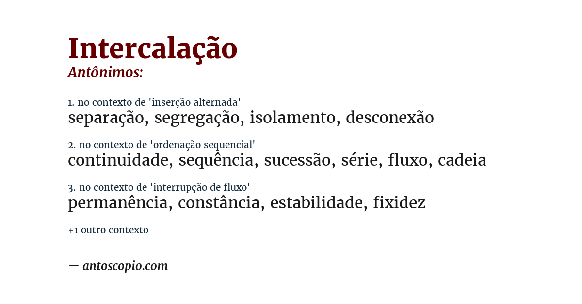 Antônimo de intercalação