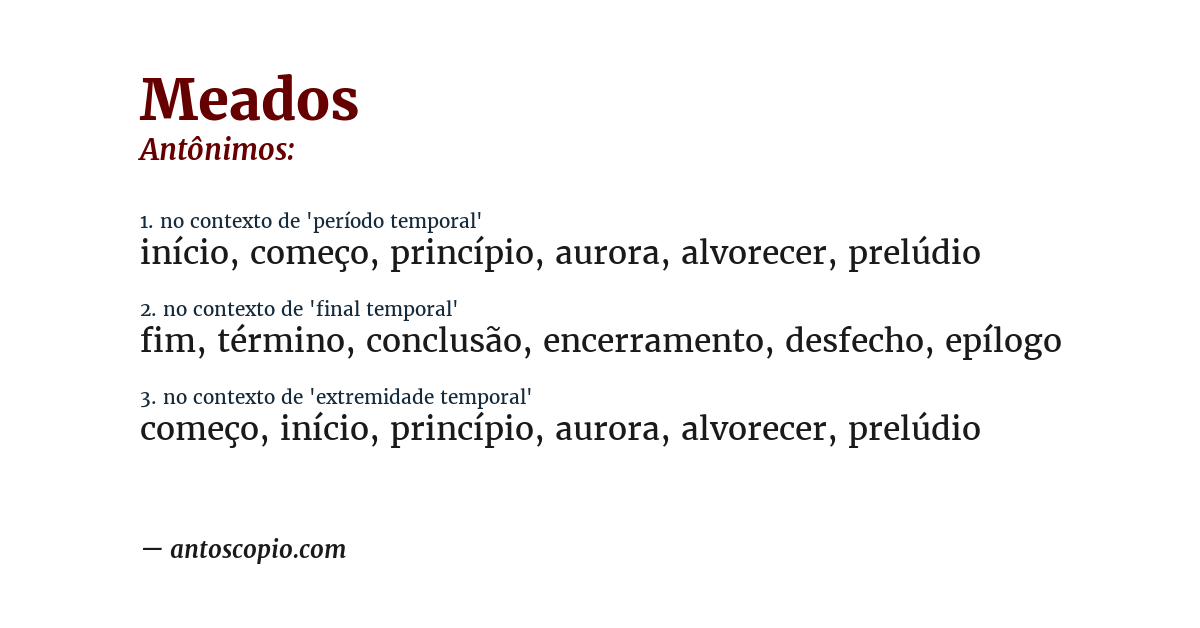 Antônimo de meados