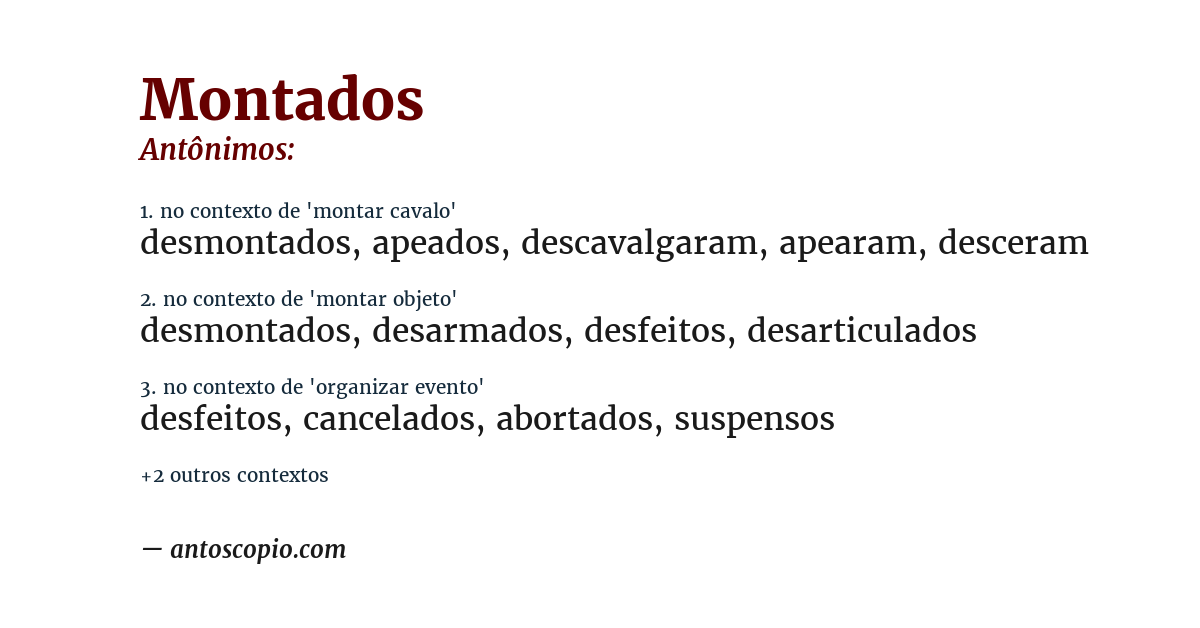 Antônimo de montados