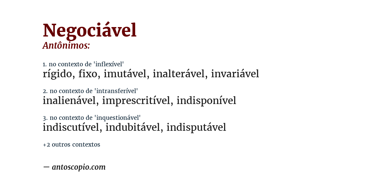 Antônimo de negociável