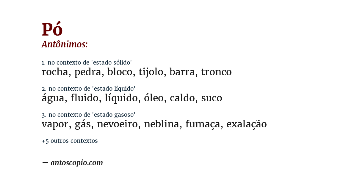 Antônimo de pó