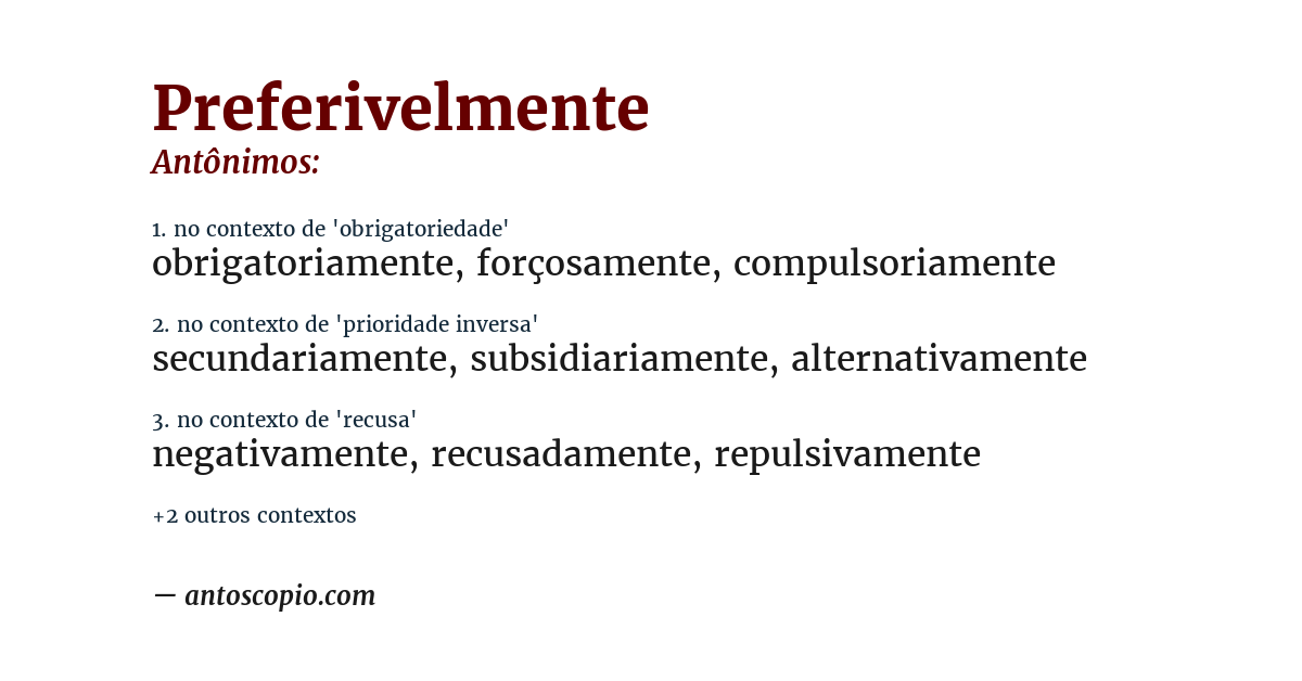Antônimo de preferivelmente