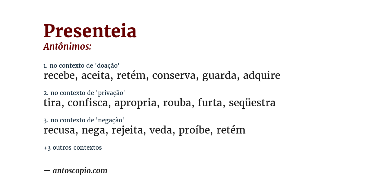 Antônimo de presenteia