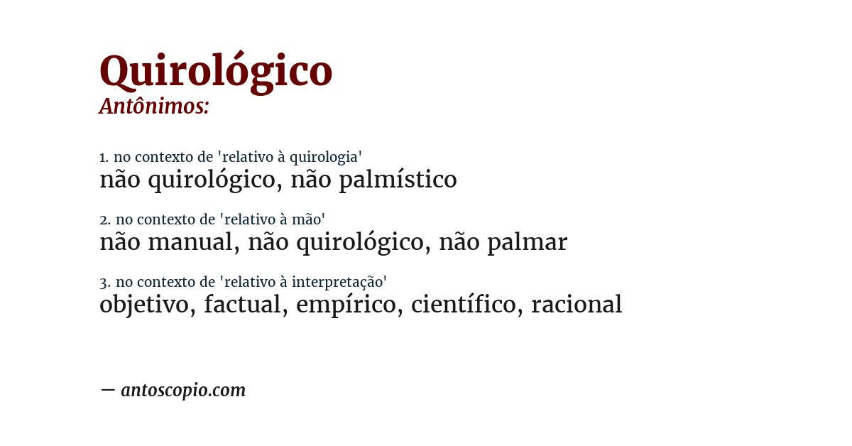 Antônimo de quirológico