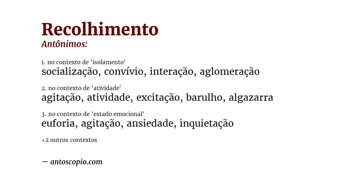 Antônimo de recolhimento