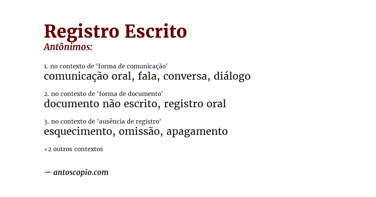 Antônimo de registro escrito