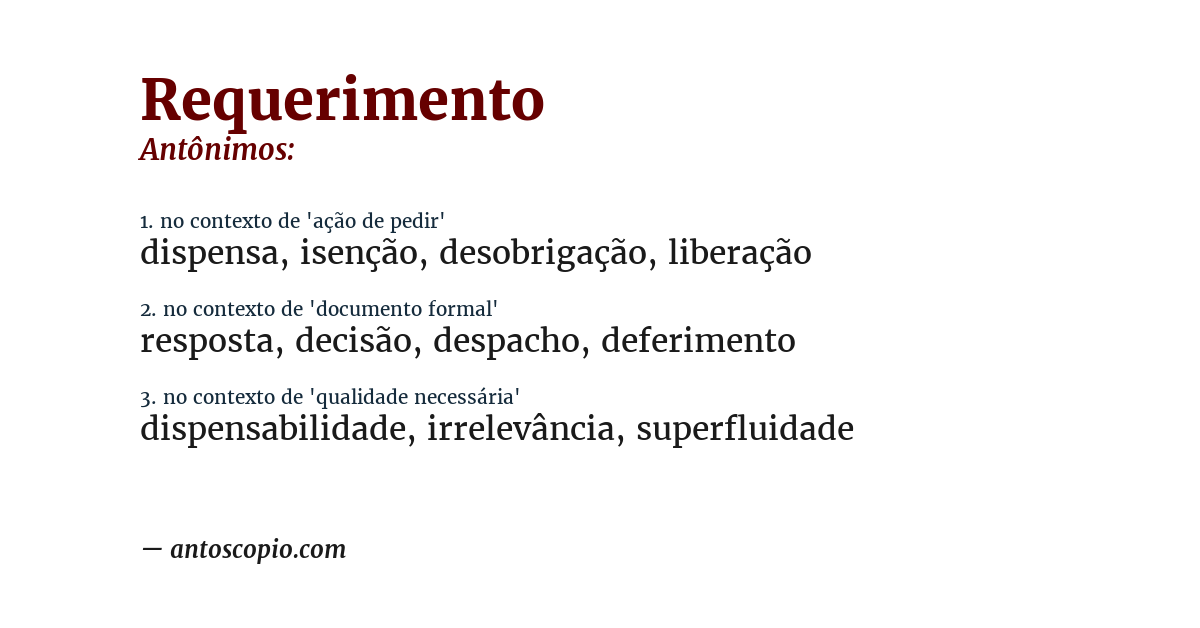 Antônimo de requerimento