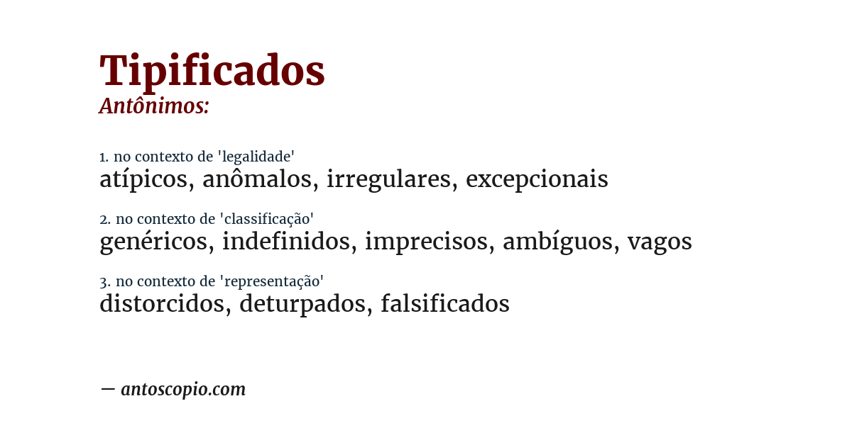 Antônimo de tipificados