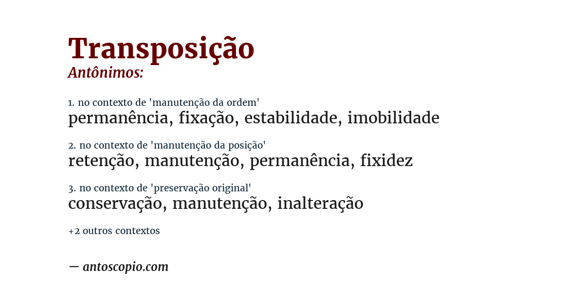 Antônimo de transposição